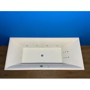 Villeroy & Boch Squaro Slimline bubbelbad met elektrisch WP2 systeem 180x80 wit chroom/goud