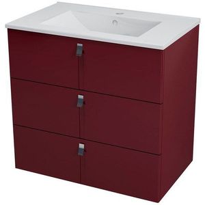 Sapho Mitra Badkamermeubel keramiek/MDF 90x45x70 bordeaux rood