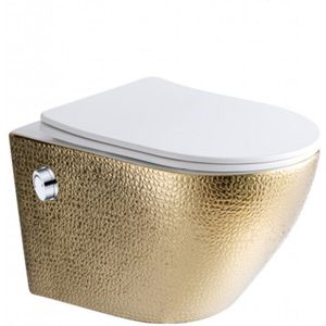 Dateg Livorno rimless hangend toilet met bidet 49 croco goud/wit
