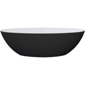 Best Design Solid Surface vrijstaande bad 185x85 cm Bicolor mat zwart/wit