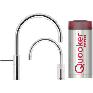 Quooker Nordic Round Twintaps kokend waterkraan met COMBI boiler chroom