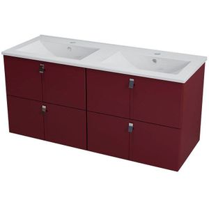 Sapho Mitra Badkamermeubel keramiek/MDF 120 cm bordeaux rood