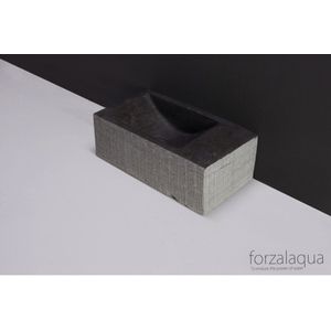 Forzalaqua Venetia XS fontein 29x16 links zonder kraangat gekapt graniet
