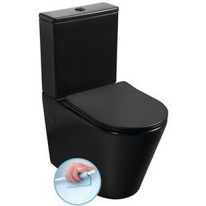 Paco rimless compact staand toilet met spoelsysteem zwart