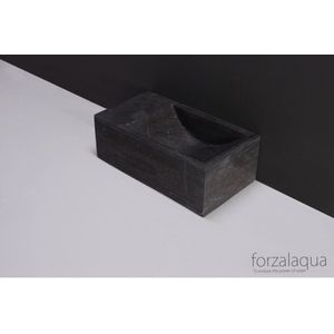 Forzalaqua Venetia XS fontein zonder kraangat rechts 29x16 graniet gezoet