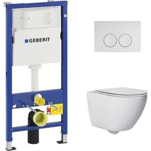 Saniclear Jama UP100 toiletset rimfree met flatline softclose zitting 53 cm wit