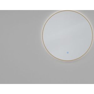 Wiesbaden Novi ronde spiegel met dimbaar LED 80 cm geborsteld messing