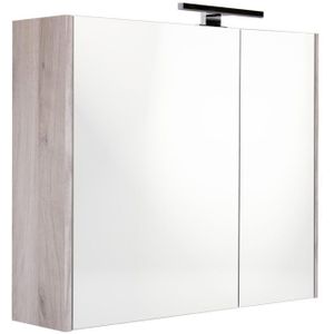 Best Design Happy Grey spiegelkast met verlichting 60x60 grijs eiken
