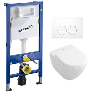 Complete Geberit UP100 set Villeroy en Boch Subway 2.0 met Delta drukplaat