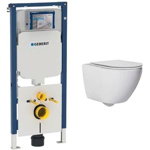 Saniclear Jama UP720 toiletset rimfree met flatline softclose zitting 48 cm wit