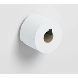 Clou Flat toiletrolhouder, recht, zonder klep, mat zwart