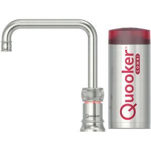 Quooker Classic Nordic Square Single Tap kokend waterkraan met COMBI boiler RVS