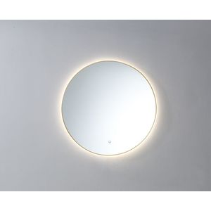 Neuer ronde spiegel met verlichting en spiegelverwarming 80 goud
