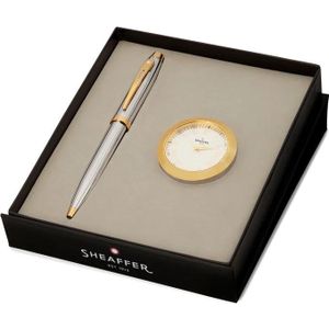 Giftset Sheaffer 100 Bright Chrome GT & Table Clock