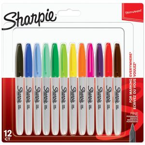 Sharpie Permanente Markers Fine Point Assorted Colours 12pc