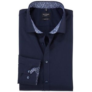 OLYMP No. Six Overhemd, super slim, Modern Kent, Kobaltblauw