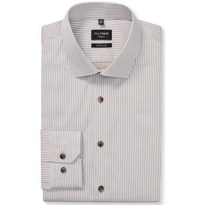 OLYMP No. Six Overhemd, super slim, Modern Kent, Bruin