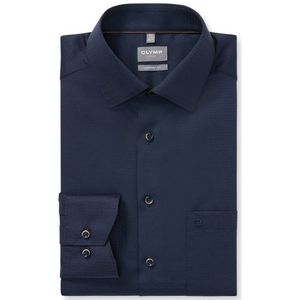 Olymp - Wijde Fit Overhemd - Donkerblauw - Katoen - Strijkvrij
