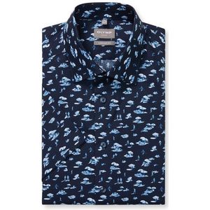 OLYMP - Luxor - Overhemd - Marine - Korte Mouw - 100% Katoen