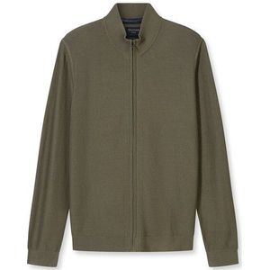 OLYMP - Casual Vest - Olijf - 100% Katoen - Geribde Kraag en Mouwen