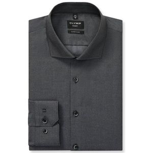 OLYMP - No. Six - Overhemd - Zilvergrijs - Super Slim - Royal Kent