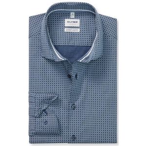 OLYMP Level Five garment washed Overhemd, body fit, Kent, Marineblauw