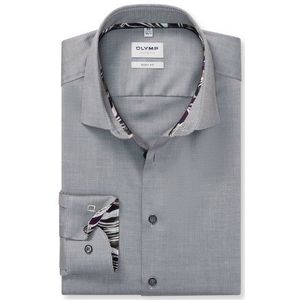 OLYMP Level Five Overhemd, body fit, New York Kent, Grijsgroen