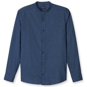 OLYMP Casual Overhemd, regular fit, Opstaande kraag, Marineblauw