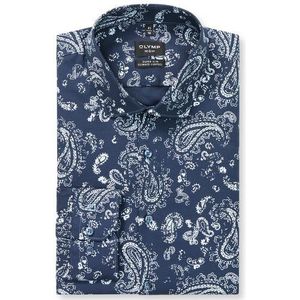 OLYMP No. Six 24/Seven Overhemd, super slim, Modern Kent, Marineblauw