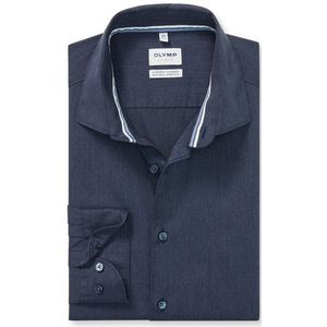 OLYMP Level Five garment washed Overhemd, body fit, Kent, Nachtblauw