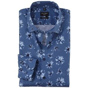 OLYMP No. Six Overhemd, super slim, New York Kent, Rookblauw