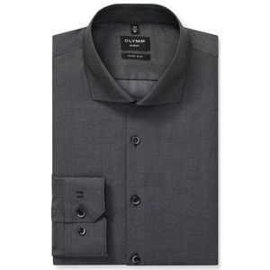 OLYMP - No. Six - Overhemd - Zilvergrijs - Super Slim - Royal Kent