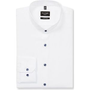 OLYMP No. Six Overhemd, super slim, Opstaande kraag, Wit