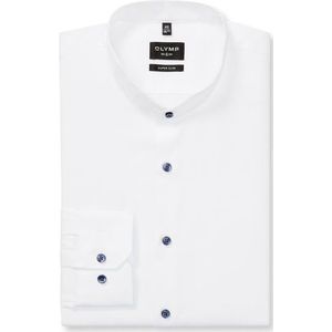 OLYMP No. Six Overhemd, super slim, Opstaande kraag, Wit