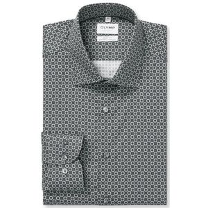 OLYMP Level Five Overhemd, body fit, New York Kent, Grijsgroen