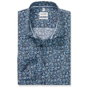 OLYMP Level Five garment washed Overhemd, body fit, Kent, Marineblauw