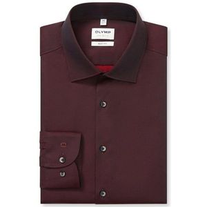 OLYMP - Level 5 - Body Fit Overhemd - Bordeaux Rood - Strijkvriendelijk