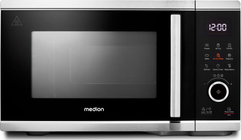 MEDION LIFE Mikrowelle mit Heißluft- fritteusen- funktion  MD 11499, 3in1 Mikrowelle, 25 L Garinnenraum, 900 W Mikrowellenleistung, 9 Automatikprogramme