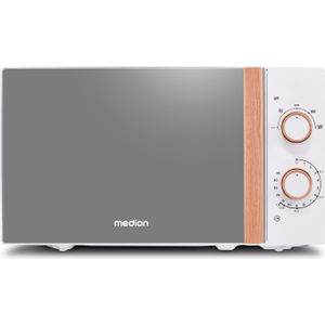 MEDION LIFE Mikrowelle MD 10596, Holzoptik, Garinnenraum 20 Liter, 700 W, Verspiegelte Tür, 5 Mikrowellen-Leistungsstufen