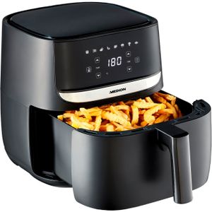 MEDION LIFE E50 XL Heißluftfritteuse MD 10532, ölfreies Frittieren, digitales Bedienfeld, Automatikprogramme, 5,7 L Korbvolumen