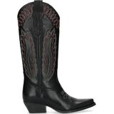 Zwarte leren cowboylaarzen met gekleurde stiksels