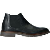 Zwarte chelsea boots met donkerbruine zool