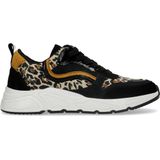 Zwarte dad sneakers met panterprint