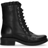 Zwarte biker boots met ruffles en veters