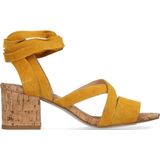 Okergele sandalen met blokhak