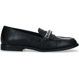 Zwarte leren loafers met crocoprint