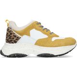 Gele platform sneakers met panterprint detail