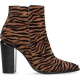 Cognac enkellaarsjes met zebra print