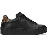 Zwarte platform sneakers met panterprint