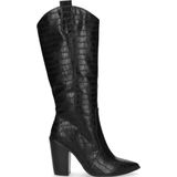 Zwarte snakeskin cowboylaarzen met hak